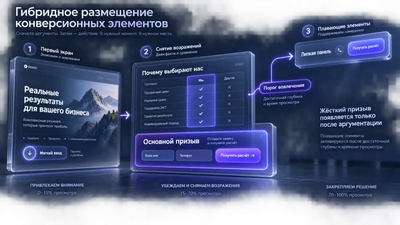 Сценарии размещения: гибридные модели и контекстные триггеры