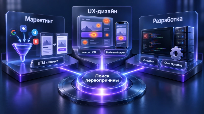 Диагностика проблемы по ролям: маркетинг, UX и разработка