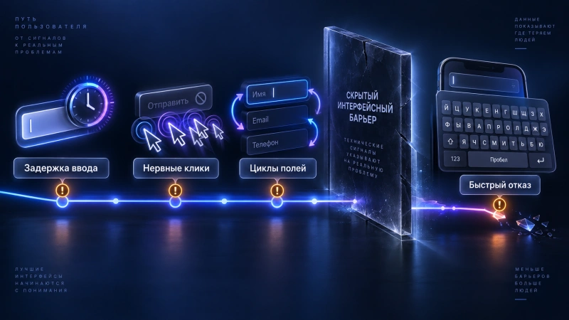Поведенческие сигналы проблем ввода: фиксация барьеров без видеозаписей
