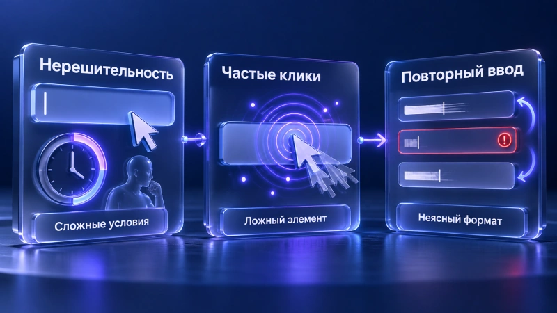 Поведенческие сигналы затруднений: нерешительность и тупики