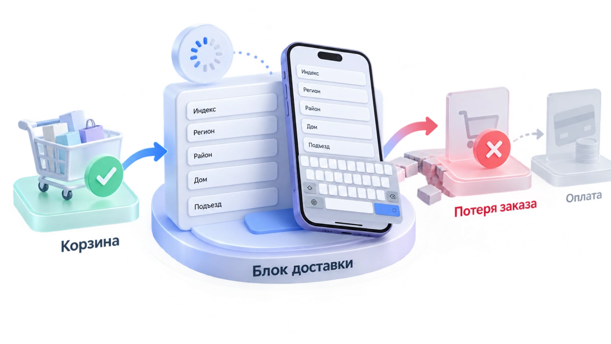 Зависание на вводе адреса и доставки: как выявить лишнее трение при заполнении сложных полей