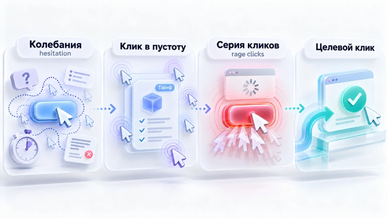 Поведение кликов: целевые действия, задержки и клики в пустоту