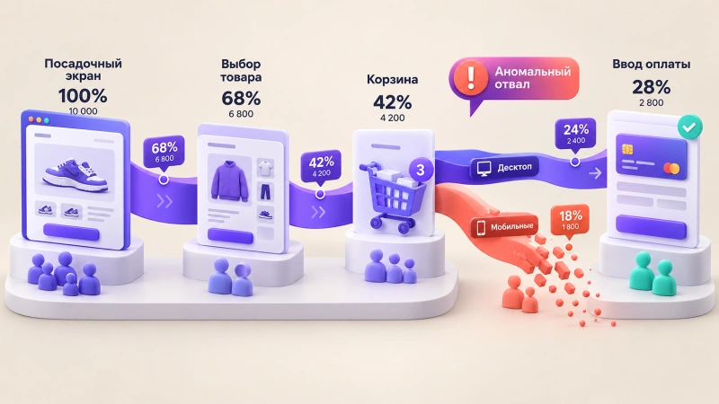 Анализ воронки: как отыскать аномальный отвал пользователей