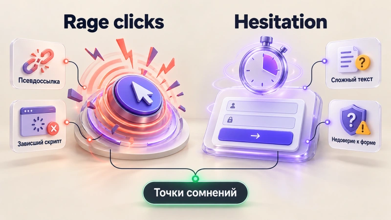 Анатомия сигналов: что показывают rage clicks и hesitation